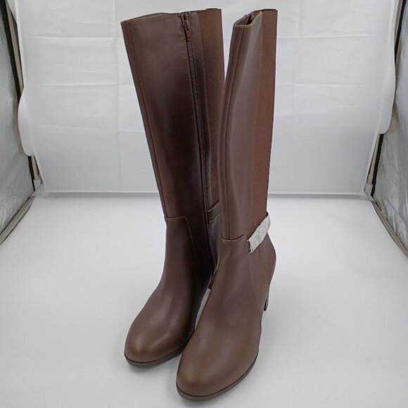 Giani Bernini Women's Mia Leather Tall Mid-Calf Boots Brown Size 8.5 - Picture 2 of 5